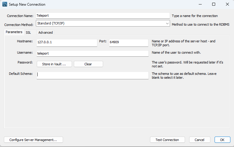 Teleport Connect Database